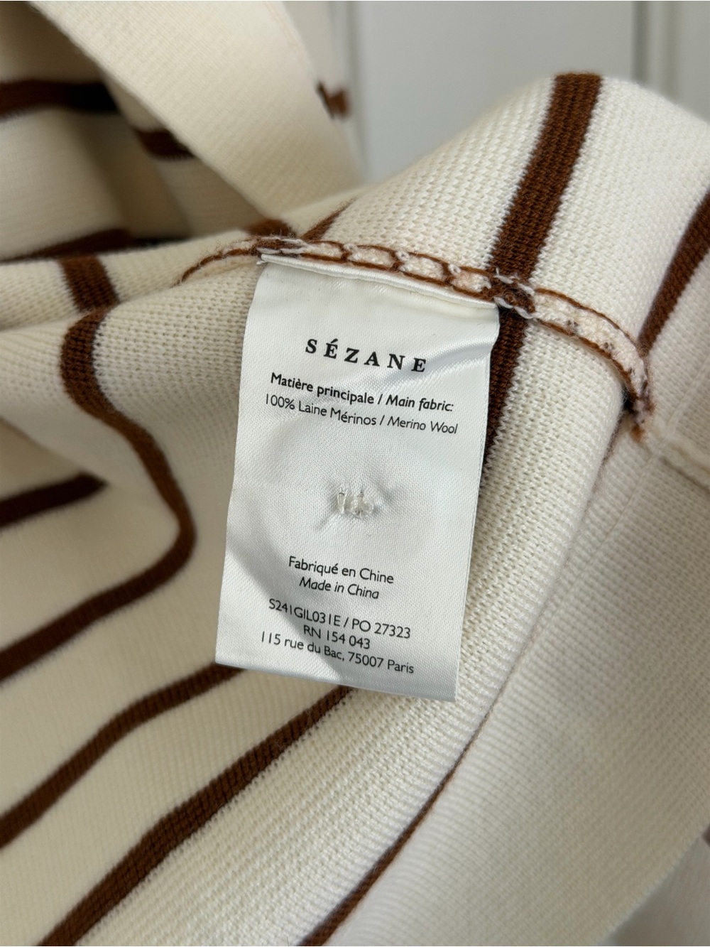 Sézane Betty Cardigan - Ecru & Camel Stripes - Picture 11 of 16